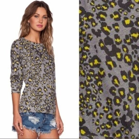 Nation LTD Jillian Leopard Cheetah Sweater Raglan - Picture 6 of 7